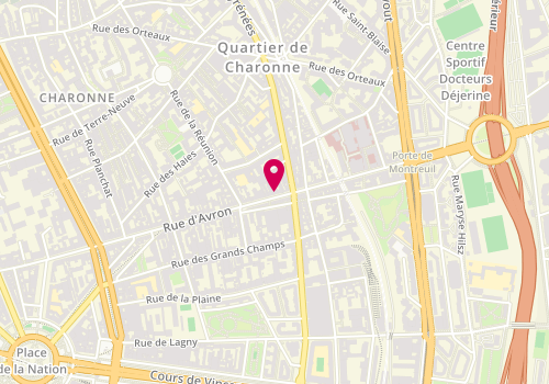 Plan de Nat'ea Institut de beauté, 91 Rue d'Avron, 75020 Paris