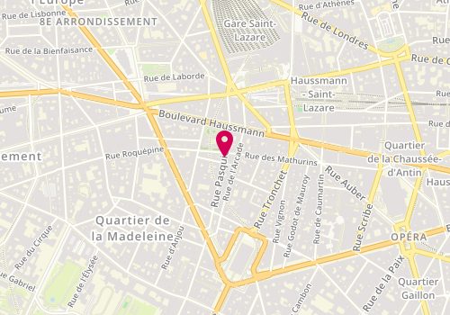 Plan de Centre d'Esthétique Jane de Busset, 30 Rue Pasquier, 75008 Paris